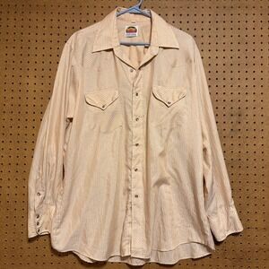 Miller Western Wear Pink Striped Pearl Snap Shirt Vintage 17-34 Retro  Cowboy